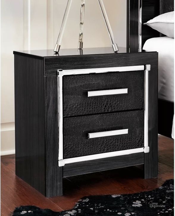 The appearance of Kaydell Black Two Drawer Night Stand designed by Signature Design by Ashley in the modern / contemporary interior design. This black piece of furniture  was selected by 1StopBedrooms from Kaydell Collection to add a touch of cosiness and style into your home. Sku: B1420-92. Material: Metal. Product Type: Nightstand. Image1