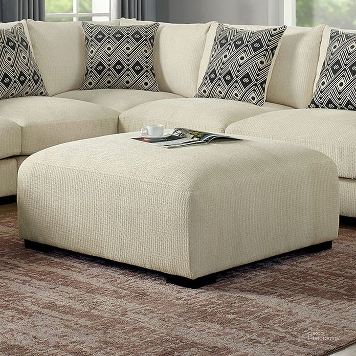 The appearance of Kaylee Ottoman In Beige designed by Furniture of America in the modern / contemporary interior design. This beige piece of furniture  was selected by 1StopBedrooms from Kaylee Collection to add a touch of cosiness and style into your home. Sku: CM6587BG-OT. Product Type: Ottoman. Material: Chenille. Image1