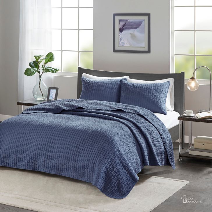 The appearance of Keaton Polyester Micro Fiber Solid Brushed Fabric Quilted Twin Coverlet Set In Navy designed by Olliix in the transitional interior design. This navy piece of furniture  was selected by 1StopBedrooms from Keaton Collection to add a touch of cosiness and style into your home. Sku: MP13-3457. Material: Polyester. Bed Size: Twin. Product Type: Coverlet Set. Image1
