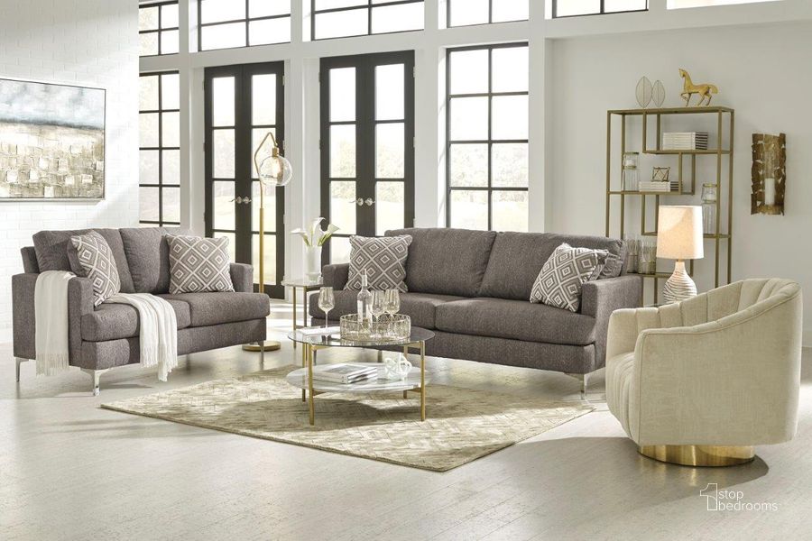 The appearance of Keble Java Living Room Set designed by Off 5th Home in the transitional interior design. This java piece of furniture  was selected by 1StopBedrooms from Keble Collection to add a touch of cosiness and style into your home. Sku: 8260438A;8260438B;8260435. Material: Fabric. Product Type: Living Room Set. Image1