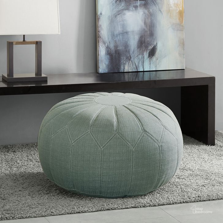 The appearance of Kelsey Round Pouf Ottoman In Seafoam designed by Olliix in the transitional interior design. This seafoam piece of furniture  was selected by 1StopBedrooms from Kelsey Collection to add a touch of cosiness and style into your home. Sku: MP101-0213. Material: Polyester. Product Type: Ottoman. Image1