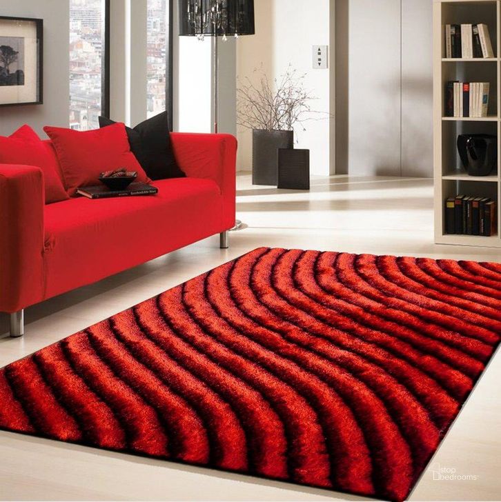 The appearance of Kemptville Black and Red Area Rug 0qb24333105 designed by Luxe Linea in the modern / contemporary interior design. This black and red piece of furniture  was selected by 1StopBedrooms from Kemptville Collection to add a touch of cosiness and style into your home. Sku: 3D303R-811. Material: Polyester. Product Type: Area Rugs. Image1