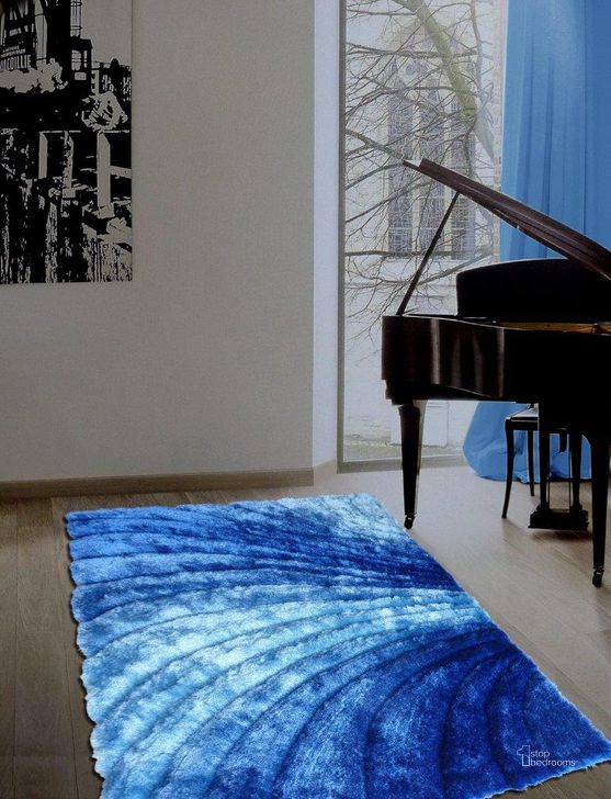 The appearance of Kemptville Blue Area Rug 0qb24333221 designed by Luxe Linea in the modern / contemporary interior design. This blue piece of furniture  was selected by 1StopBedrooms from Kemptville Collection to add a touch of cosiness and style into your home. Sku: 3D305B-23. Material: Fabric. Product Type: Area Rugs. Image1