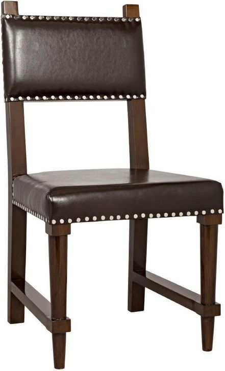 The appearance of Kerouac Chair With Leather In Distressed Brown designed by Noir in the transitional interior design. This distressed brown piece of furniture  was selected by 1StopBedrooms from Kerouac Collection to add a touch of cosiness and style into your home. Sku: GCHA275D. Material: Wood. Product Type: Dining Chair. Image1