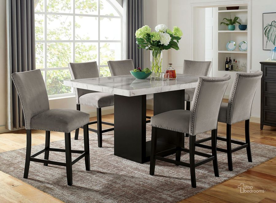 The appearance of Kian Counter Height Dining Table In White and Black designed by Furniture of America in the modern / contemporary interior design. This white/black piece of furniture  was selected by 1StopBedrooms from Kian Collection to add a touch of cosiness and style into your home. Sku: CM3744PT-1;CM3744PT-2. Table Base Style: Pedestal. Material: Wood. Product Type: Dining Table. Table Top Shape: Rectangular. Image1