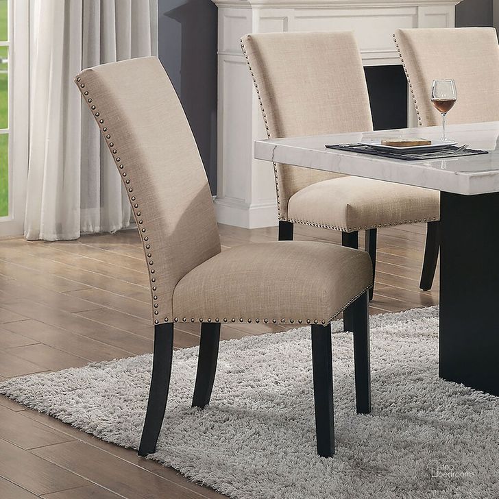The appearance of Kian Side Chair Set of 2 In Black and Beige designed by Furniture of America in the modern / contemporary interior design. This black and beige piece of furniture  was selected by 1StopBedrooms from Kian Collection to add a touch of cosiness and style into your home. Sku: CM3744BG-SC-2PK. Material: Wood. Product Type: Side Chair.
