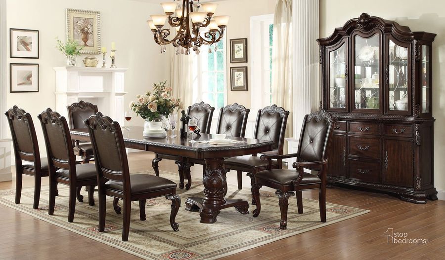 The appearance of Kiera Dining Room Set designed by Crown Mark in the traditional interior design. This rich brown piece of furniture  was selected by 1StopBedrooms from Kiera Collection to add a touch of cosiness and style into your home. Sku: 2150T-44108-TOP;2150T-44108-LEG;2150S. Material: Wood. Product Type: Dining Room Set. Table Top Shape: Rectangular. Image1