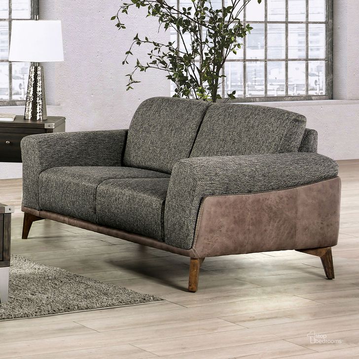 The appearance of Kloten Loveseat In Gray and Brown designed by Furniture of America in the transitional interior design. This gray/brown piece of furniture  was selected by 1StopBedrooms from Kloten Collection to add a touch of cosiness and style into your home. Sku: SM6045-LV. Material: Wood. Product Type: Loveseat. Image1