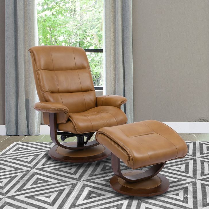 The appearance of Knight Butterscotch Swivel Recliner with Ottoman designed by Parker House in the modern / contemporary interior design. This brown piece of furniture  was selected by 1StopBedrooms from Knight Collection to add a touch of cosiness and style into your home. Sku: MKNI#212S-BUT. Material: Leather. Product Type: Recliners and Rocker. Image1