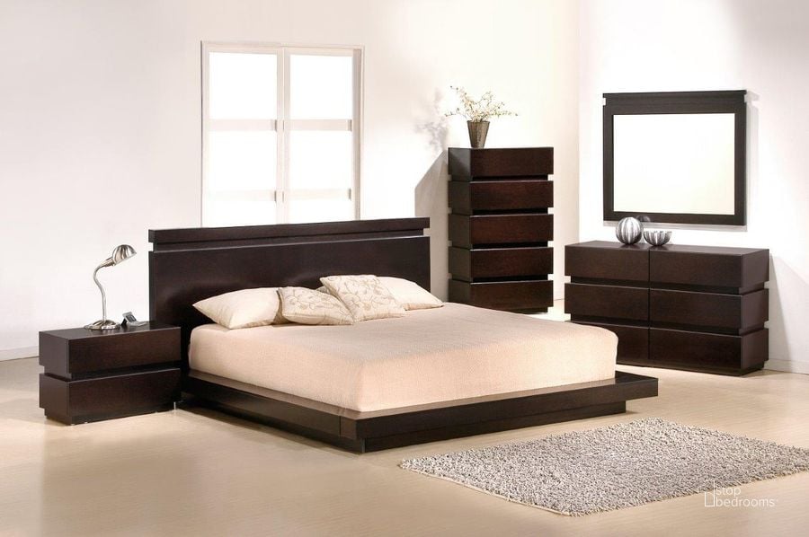 The appearance of Knotch King Size Bed designed by J&M in the modern / contemporary interior design. This brown piece of furniture  was selected by 1StopBedrooms from Knotch Collection to add a touch of cosiness and style into your home. Sku: 1754426-K. Bed Type: Platform Bed. Product Type: Platform Bed. Bed Size: King.