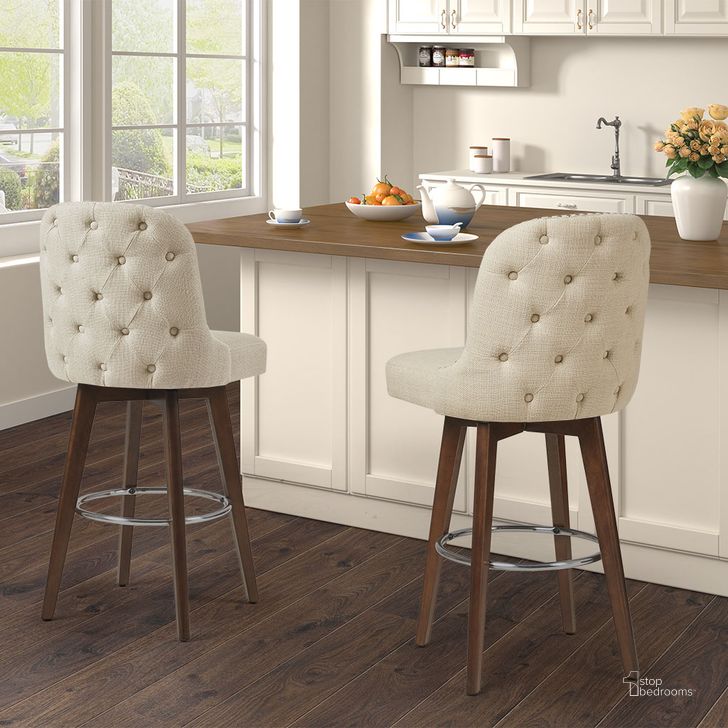 The appearance of Kobe Counter Stool In Natural designed by Olliix in the transitional interior design. This natural piece of furniture  was selected by 1StopBedrooms from Kobe Collection to add a touch of cosiness and style into your home. Sku: MP104-1150. Material: Wood. Product Type: Barstool. Image1