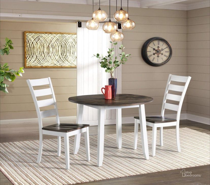 The appearance of Kona Gray and White 42 Inch Drop Leaf Extendable Round Dining Room Set designed by Intercon in the transitional interior design. This gray and white piece of furniture  was selected by 1StopBedrooms from Kona Collection to add a touch of cosiness and style into your home. Sku: KA-TA-4242D-GWH-C;KA-CH-669W-GWH-RTA. Table Base Style: Legs. Table Top Shape: Round. Product Type: Dining Room Set. Image1