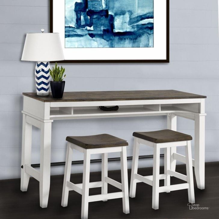 The appearance of Kona Gray and White 76 Inch Bar Table Set designed by Intercon in the transitional interior design. This gray and white piece of furniture  was selected by 1StopBedrooms from Kona Collection to add a touch of cosiness and style into your home. Sku: KA-TA-7636-GWH-C;KA-BS-35W-GWH-K24. Product Type: Bar Set. Image1