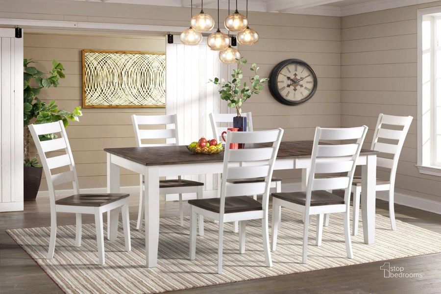The appearance of Kona Gray and White Extendable Dining Room Set designed by Intercon in the transitional interior design. This gray and white piece of furniture  was selected by 1StopBedrooms from Kona Collection to add a touch of cosiness and style into your home. Sku: KA-TA-4278B-GWH-C;KA-CH-669W-GWH-RTA. Table Base Style: Legs. Product Type: Dining Room Set. Table Top Shape: Rectangular. Image1