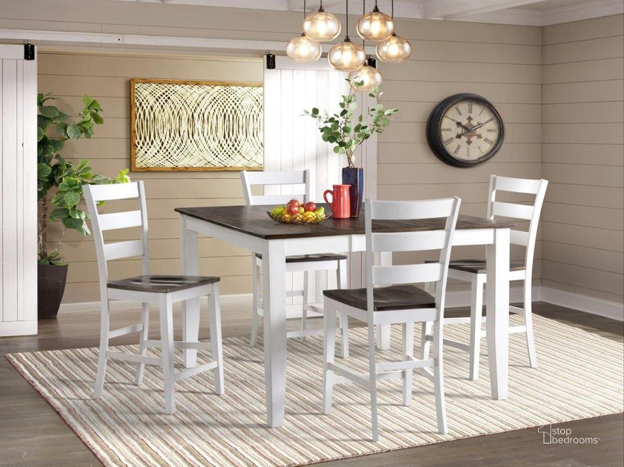 The appearance of Kona Gray and White Extendable Gathering Height Dining Room Set designed by Intercon in the transitional interior design. This gray and white piece of furniture  was selected by 1StopBedrooms from Kona Collection to add a touch of cosiness and style into your home. Sku: KA-TA-5454G-GWH-C;KA-BS-669W-GWH-K24. Table Base Style: Legs. Table Top Shape: Square. Product Type: Dining Room Set. Image1