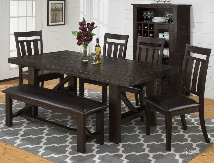 The appearance of Kona Grove Dining Room Set designed by Jofran in the transitional interior design. This chocolate piece of furniture  was selected by 1StopBedrooms from Kona Grove Collection to add a touch of cosiness and style into your home. Sku: 705-79;705-410KD. Table Base Style: Trestle. Material: Wood. Product Type: Dining Room Set. Table Top Shape: Rectangular. Image1