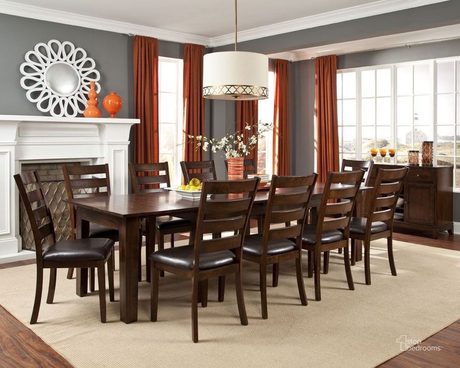 The appearance of Kona Raisin Ultra Extendable Dining Room Set designed by Intercon in the transitional interior design. This brown piece of furniture  was selected by 1StopBedrooms from Kona Collection to add a touch of cosiness and style into your home. Sku: KA-TA-38130-RAI-TOP;KA-TA-38130-RAI-BSE;KA-CH-669W-GWH-RTA. Table Base Style: Legs. Product Type: Dining Room Set. Image1