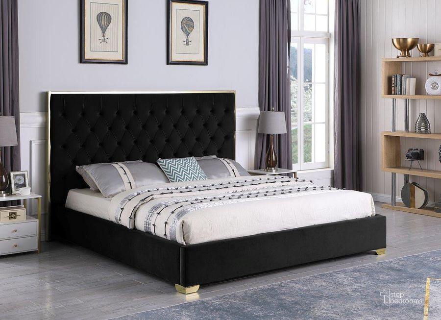 The appearance of Kressa Velvet Fabric Tufted California King Platform Bed In Black And Gold designed by Best Master Furniture in the transitional interior design. This black/gold piece of furniture  was selected by 1StopBedrooms from Kressa Collection to add a touch of cosiness and style into your home. Sku: 1520BLKCKG. Bed Type: Platform Bed. Material: Upholstered. Product Type: Platform Bed. Bed Size: California King. Image1