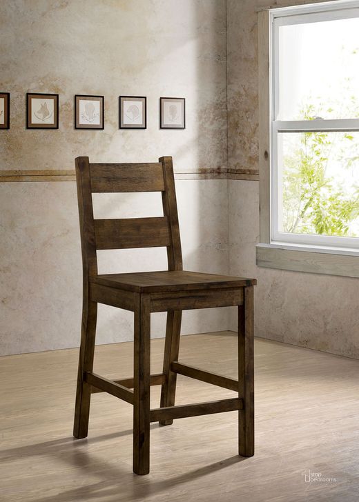 The appearance of Kristen Counter Height Side Chair Set of 2 In Rustic Oak designed by Furniture of America in the rustic / southwestern interior design. This rustic oak piece of furniture  was selected by 1StopBedrooms from Kristen Collection to add a touch of cosiness and style into your home. Sku: CM3060PC-2PK. Material: Wood. Product Type: Side Chair. Image1