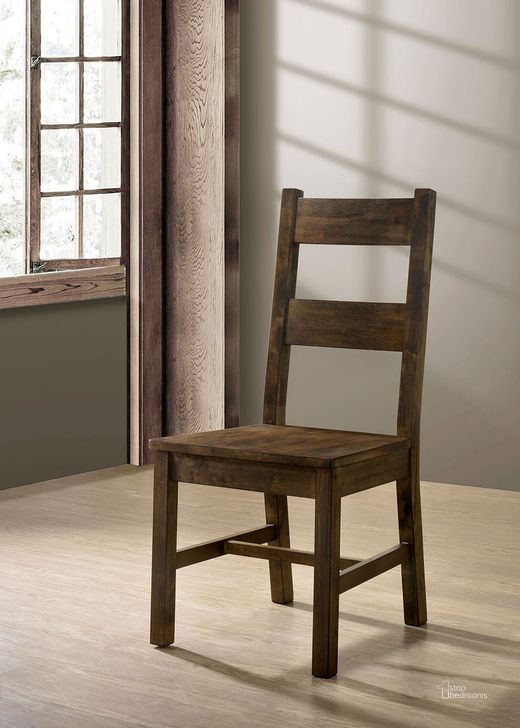 The appearance of Kristen Side Chair Set of 2 In Rustic Oak designed by Furniture of America in the rustic / southwestern interior design. This rustic oak piece of furniture  was selected by 1StopBedrooms from Kristen Collection to add a touch of cosiness and style into your home. Sku: CM3060SC-2PK. Material: Wood. Product Type: Side Chair. Image1