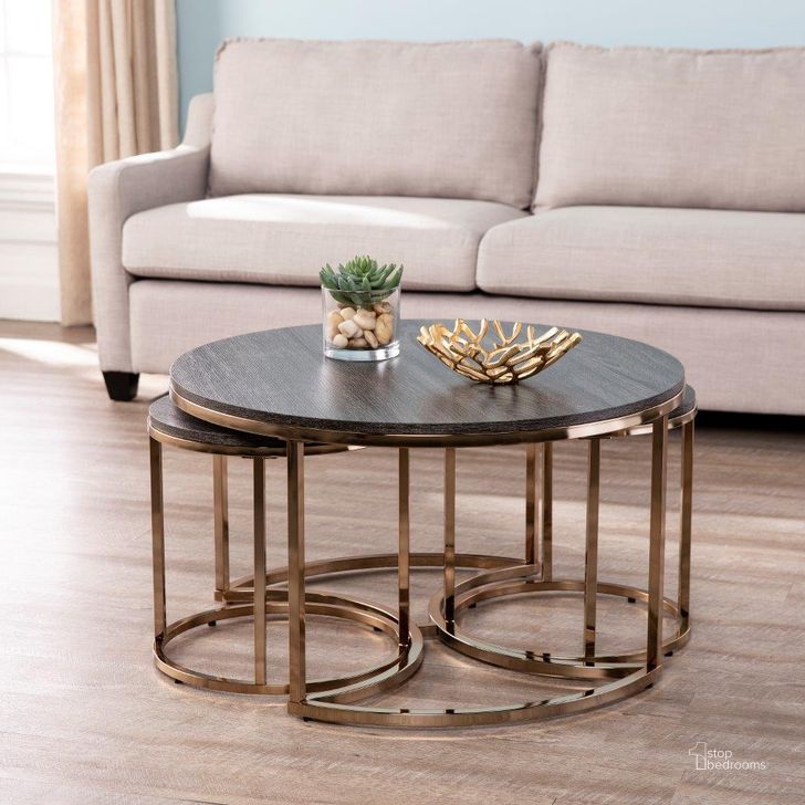 The appearance of Lachlan Round Nesting Coffee Tables Set of 2 designed by SEI Furniture in the glam interior design. This champagne piece of furniture  was selected by 1StopBedrooms from Lachlan Collection to add a touch of cosiness and style into your home. Sku: CK5870. Material: Wood. Product Type: Coffee Table. Image1