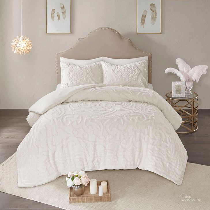 The appearance of Laetitia Cotton Tufted King Duvet Cover Set In Off White designed by Olliix in the modern / contemporary interior design. This off white piece of furniture  was selected by 1StopBedrooms from Laetitia Collection to add a touch of cosiness and style into your home. Sku: MP12-5979. Bed Size: King. Material: Cotton. Product Type: Duvet Cover Set. Image1