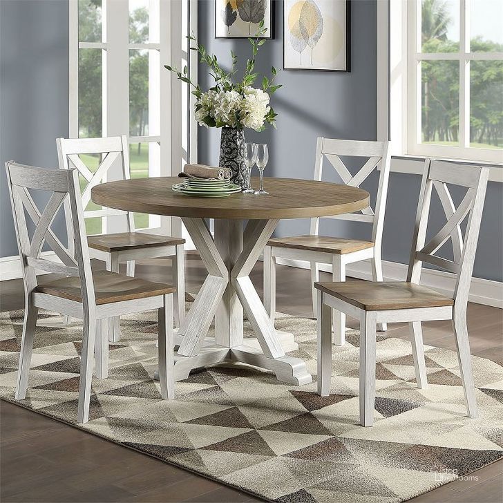The appearance of Lakeshore Dining Room Set (White) designed by Liberty in the transitional interior design. This white piece of furniture  was selected by 1StopBedrooms from Lakeshore Collection to add a touch of cosiness and style into your home. Sku: 519WH-T4848;519WH-C3000S. Table Base Style: Trestle. Table Top Shape: Round. Material: Wood. Product Type: Dining Room Set. Size: 48". Image1