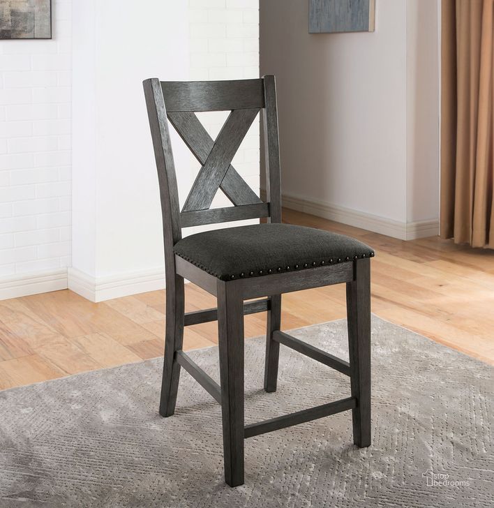 The appearance of Lana Counter Height Chair Set of 2 In Gray and Charcoal designed by Furniture of America in the rustic / southwestern interior design. This gray/charcoal piece of furniture  was selected by 1StopBedrooms from Lana Collection to add a touch of cosiness and style into your home. Sku: CM3153GY-PC-2PK. Material: Wood. Product Type: Counter Height Chair. Image1