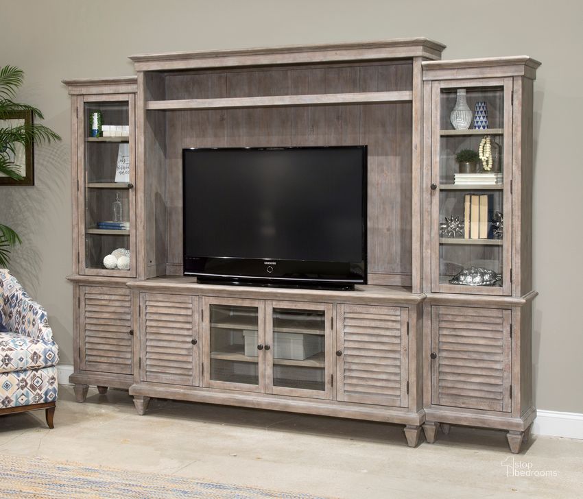 The appearance of Lancaster Entertainment Wall designed by Magnussen in the rustic / southwestern interior design. This brown piece of furniture  was selected by 1StopBedrooms from Lancaster Collection to add a touch of cosiness and style into your home. Sku: E4352-05;E4352-25;E4352-35L;E4352-35R. Product Type: Entertainment Wall. Material: Pine. Image1
