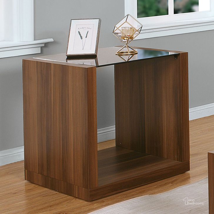 The appearance of Langenthal End Table In Black and Dark Walnut designed by Furniture of America in the modern / contemporary interior design. This black and dark walnut piece of furniture  was selected by 1StopBedrooms from Langenthal Collection to add a touch of cosiness and style into your home. Sku: CM4568E. Material: Glass. Product Type: End Table. Image1