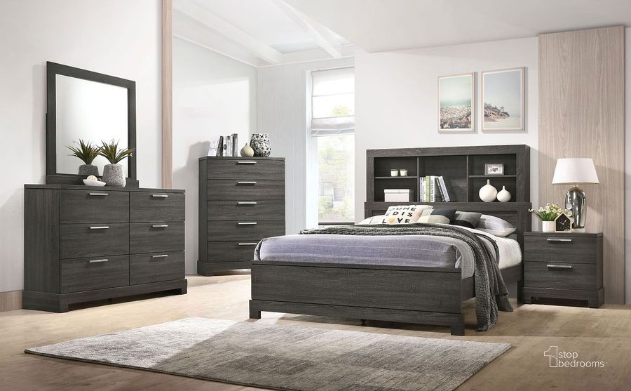 The appearance of Lantha Bookcase Bedroom Set designed by ACME in the transitional interior design. This gray oak piece of furniture  was selected by 1StopBedrooms from Lantha Collection to add a touch of cosiness and style into your home. Sku: 22030Q-HF;22031EK/Q-R;22033. Bed Type: Bookcase Bed. Product Type: Bookcase Bed. Bed Size: Queen. Material: MDF. Image1