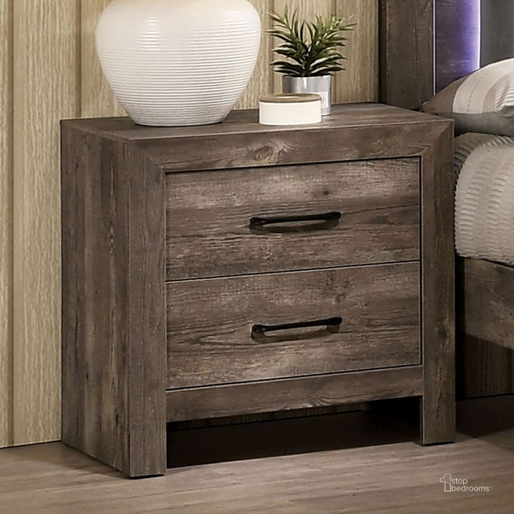 The appearance of Larissa Night Stand In Natural Tone designed by Furniture of America in the rustic / southwestern interior design. This natural tone piece of furniture  was selected by 1StopBedrooms from Larissa Collection to add a touch of cosiness and style into your home. Sku: CM7149N. Material: Wood. Product Type: Nightstand. Image1