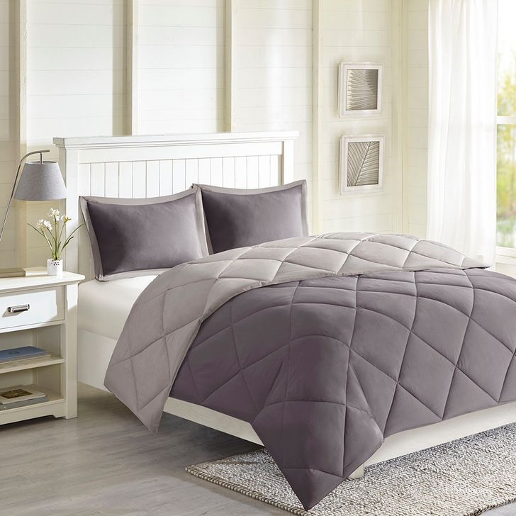 The appearance of Larkspur Microfiber Solid Twin Comforter Mini Set With 3M In Charcoal/Grey designed by Olliix in the transitional interior design. This charcoal/grey piece of furniture  was selected by 1StopBedrooms from Larkspur Collection to add a touch of cosiness and style into your home. Sku: MPE10-614. Material: Polyester. Bed Size: Twin. Product Type: Comforter Set. Image1