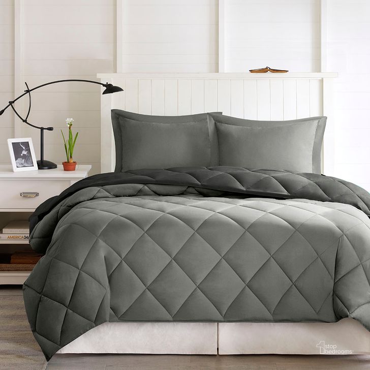 The appearance of Larkspur Polyester Microfiber Solid Twin Comforter Mini Set In Black/Grey designed by Olliix in the transitional interior design. This black/grey piece of furniture  was selected by 1StopBedrooms from Larkspur Collection to add a touch of cosiness and style into your home. Sku: BASI10-0201. Material: Polyester. Bed Size: Twin. Product Type: Comforter Set. Image1