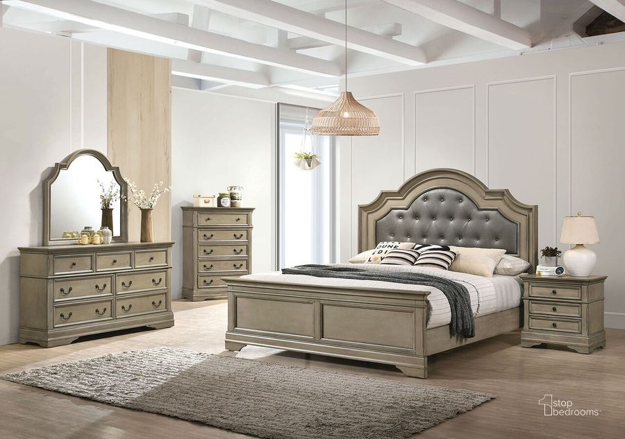 The appearance of Lasthenia California King Bed In Antique Warm Gray designed by Furniture of America in the transitional interior design. This antique warm gray piece of furniture  was selected by 1StopBedrooms from Lasthenia Collection to add a touch of cosiness and style into your home. Sku: CM7181K-HBFB;CM7181CK-R. Bed Type: Panel Bed. Material: Wood. Product Type: Panel Bed. Bed Size: California King. Image1