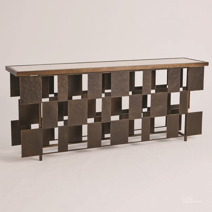 The appearance of Layered Console In Bronze designed by Global Views in the modern / contemporary interior design. This bronze piece of furniture  was selected by 1StopBedrooms from Layered Collection to add a touch of cosiness and style into your home. Sku: 9.92867. Product Type: Console. Material: Iron. Image1