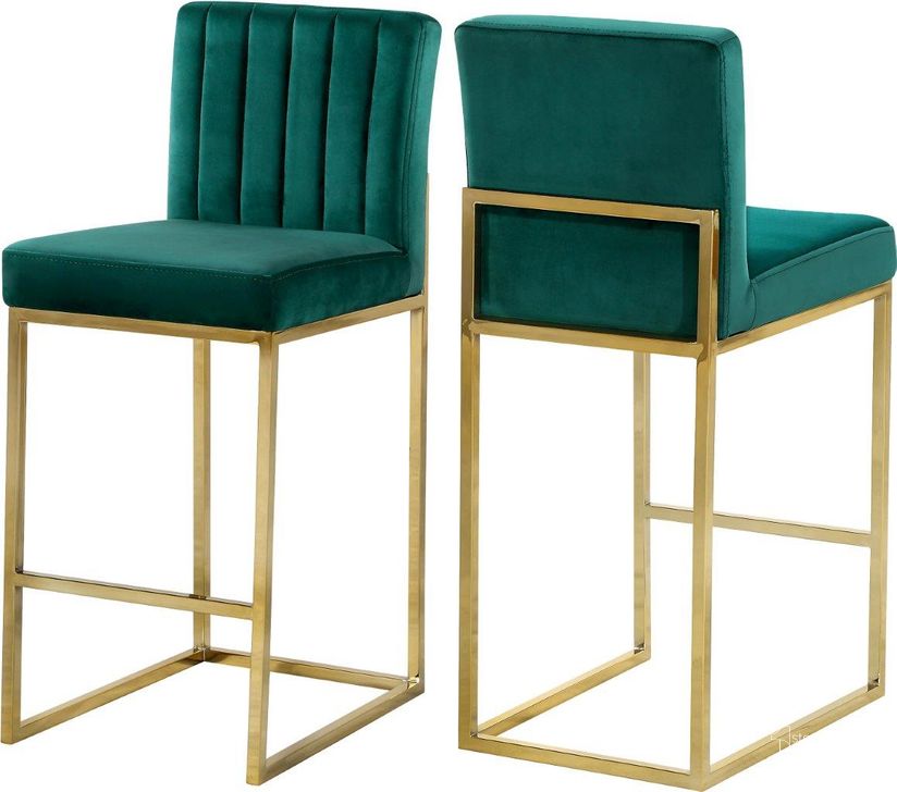 The appearance of Leaf Rapids Green Velvet Barstool designed by Furnique in the modern / contemporary interior design. This green piece of furniture  was selected by 1StopBedrooms from Leaf Rapids Collection to add a touch of cosiness and style into your home. Sku: 781Green-C. Product Type: Barstool. Material: Velvet. Image1