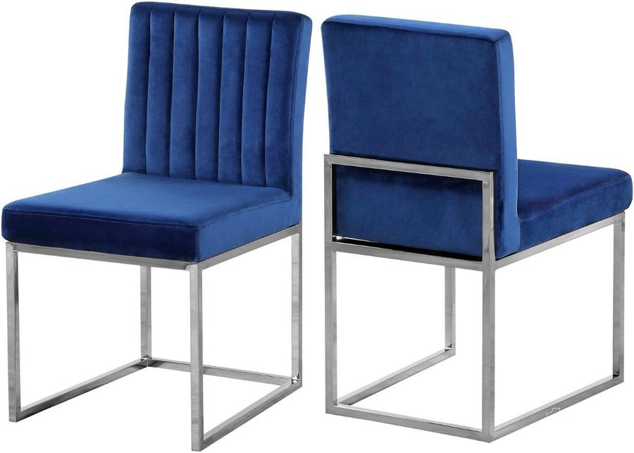 The appearance of Leaf Rapids Navy Velvet Dining Chair Set of 2 0qb2337323 designed by Furnique in the modern / contemporary interior design. This navy velvet piece of furniture  was selected by 1StopBedrooms from Leaf Rapids Collection to add a touch of cosiness and style into your home. Sku: 779Navy-C. Material: Metal. Product Type: Dining Chair. Image1