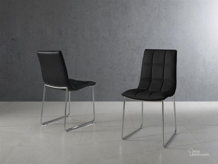 The appearance of Leandro Black Dining Chair Set Of 2 designed by Casabianca Home in the modern / contemporary interior design. This black piece of furniture  was selected by 1StopBedrooms from Leandro Collection to add a touch of cosiness and style into your home. Sku: CB-870-BL. Product Type: Dining Chair. Material: Stainless Steel. Image1