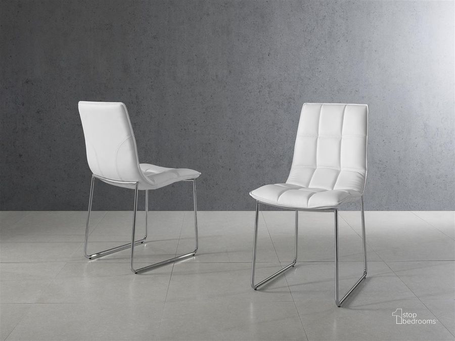 The appearance of Leandro White Dining Chair Set Of 2 designed by Casabianca Home in the modern / contemporary interior design. This white piece of furniture  was selected by 1StopBedrooms from Leandro Collection to add a touch of cosiness and style into your home. Sku: CB-870White. Product Type: Dining Chair. Material: Stainless Steel. Image1