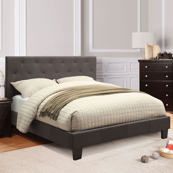 The appearance of Leeroy California King Bed In Gray designed by Furniture of America in the transitional interior design. This gray piece of furniture  was selected by 1StopBedrooms from Leeroy Collection to add a touch of cosiness and style into your home. Sku: CM7200LB-CK-HB-VN;CM7200LB-CK-FBR-VN. Bed Type: Platform Bed. Material: Wood. Product Type: Platform Bed. Bed Size: California King. Image1