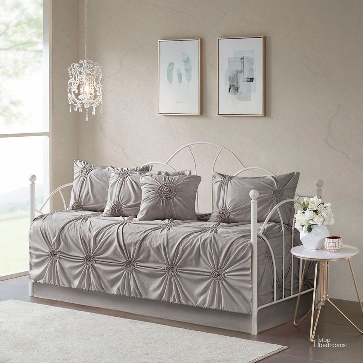 The appearance of Leila Polyester And Cotton 6Pcs Day Bed Cover Set With Elastic Embroidery In Dark Gray designed by Olliix in the modern / contemporary interior design. This dark gray piece of furniture  was selected by 1StopBedrooms from Leila Collection to add a touch of cosiness and style into your home. Sku: MP13-5590. Material: Polyester. Product Type: Cover. Image1