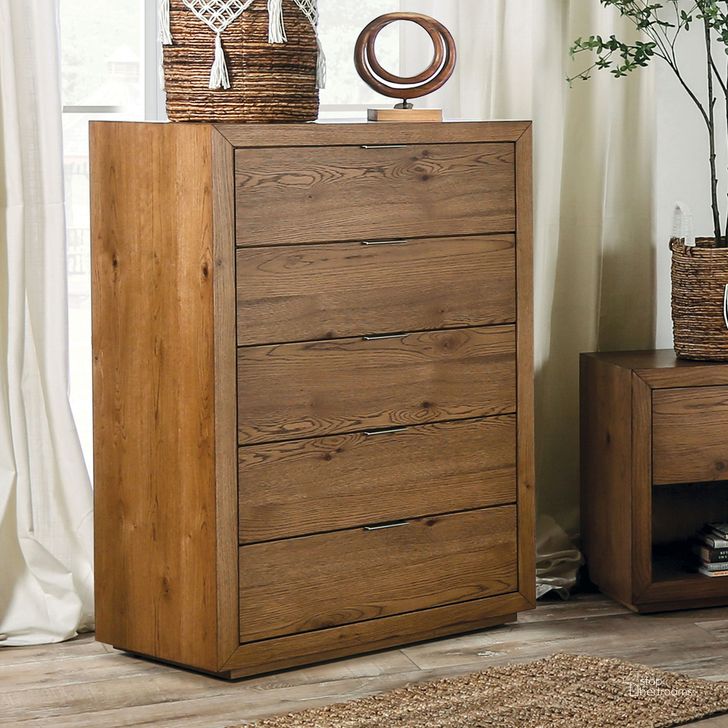 The appearance of Leirvik Chest In Light Walnut designed by Furniture of America in the transitional interior design. This light walnut piece of furniture  was selected by 1StopBedrooms from Leirvik Collection to add a touch of cosiness and style into your home. Sku: FOA7460WN-C. Material: Wood. Product Type: Chest. Image1
