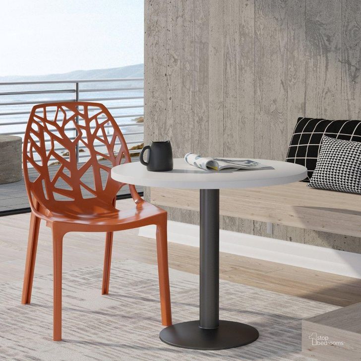 The appearance of LeisureMod Cornelia Orange Plastic Dining Chair designed by LeisureMod in the modern / contemporary interior design. This orange piece of furniture  was selected by 1StopBedrooms from Cornelia Collection to add a touch of cosiness and style into your home. Sku: C18OR. Product Type: Dining Chair. Material: Plastic. Image1