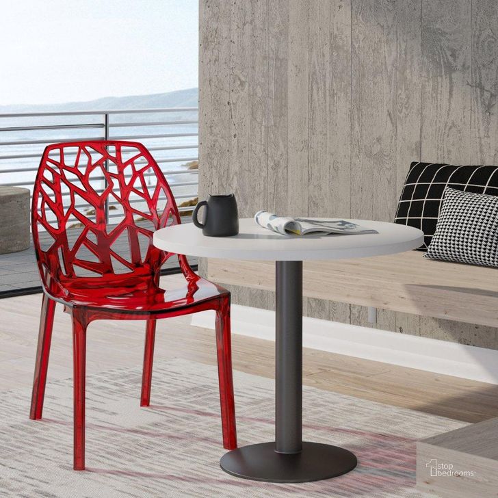 The appearance of LeisureMod Cornelia Red Dining Chair designed by LeisureMod in the modern / contemporary interior design. This transparent red piece of furniture  was selected by 1StopBedrooms from Cornelia Collection to add a touch of cosiness and style into your home. Sku: C18TR. Product Type: Dining Chair. Material: Plastic. Image1