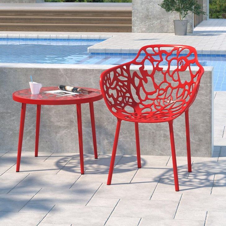 The appearance of LeisureMod Devon Red Arm Chair designed by LeisureMod in the modern / contemporary interior design. This red piece of furniture  was selected by 1StopBedrooms from Devon Collection to add a touch of cosiness and style into your home. Sku: DCA23R. Material: Aluminum. Product Type: Arm Chair. Image1