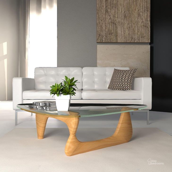 The appearance of LeisureMod Imperial Natural Triangle Coffee Table designed by LeisureMod in the modern / contemporary interior design. This natural piece of furniture  was selected by 1StopBedrooms from Imperial Collection to add a touch of cosiness and style into your home. Sku: NG52NW. Material: Glass. Product Type: Coffee Table. Image1