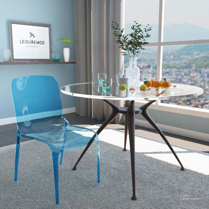 The appearance of LeisureMod Murray Blue Plastic Dining Chair designed by LeisureMod in the modern / contemporary interior design. This blue piece of furniture  was selected by 1StopBedrooms from Murray Collection to add a touch of cosiness and style into your home. Sku: MC20TBU. Product Type: Dining Chair. Material: Plastic. Image1