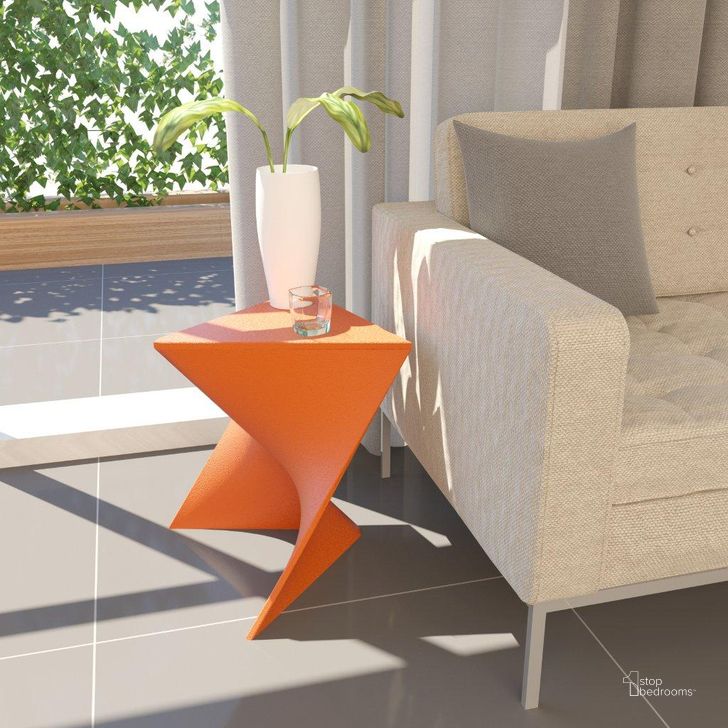 The appearance of LeisureMod Randolph Orange Vanity Side Table designed by LeisureMod in the modern / contemporary interior design. This orange piece of furniture  was selected by 1StopBedrooms from Randolph Collection to add a touch of cosiness and style into your home. Sku: RS17OR. Product Type: Side Table. Material: Plastic. Image1
