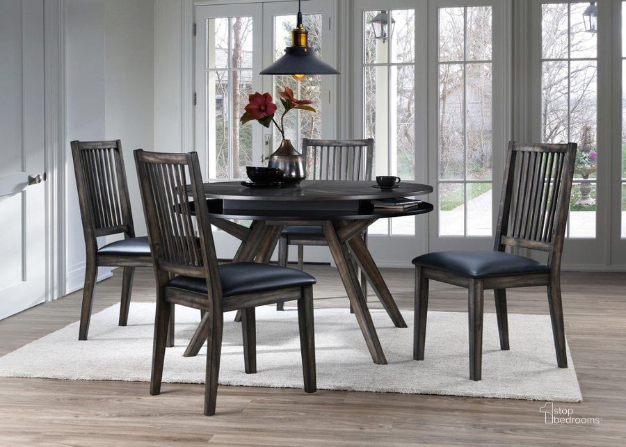 The appearance of Lennox Round Dining Table In Dark Tobacco designed by Alpine in the transitional interior design. This tobacco piece of furniture  was selected by 1StopBedrooms from Lennox Collection to add a touch of cosiness and style into your home. Sku: 5164-03. Table Base Style: Legs. Table Top Shape: Round. Product Type: Dining Table. Material: Rubberwood. Size: 48". Image1